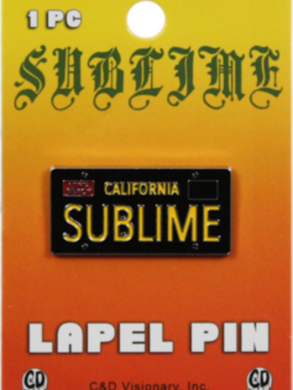 Sublime Enamel Pin - California License - Music Ska Reggae Punk Apparel Gift NWT